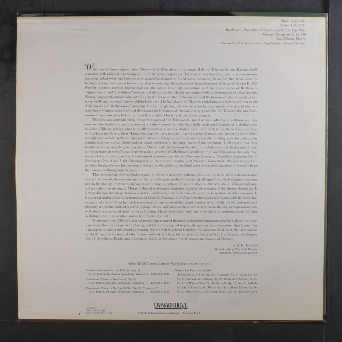 beethoven: les adieux sonata by VAN CLIBURN
