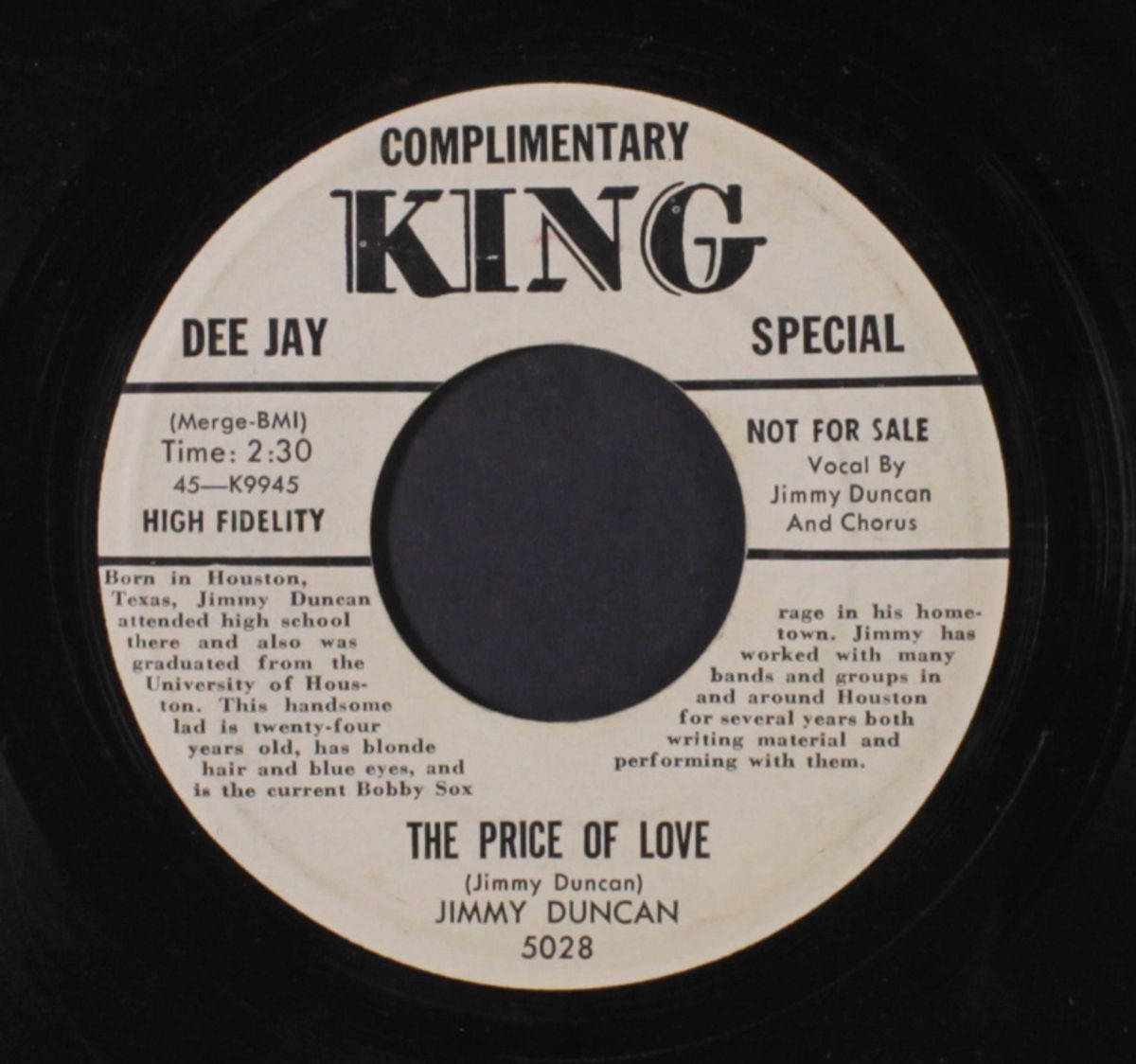 i'm on the outside lookin in / the price of love by JIMMY DUNCAN