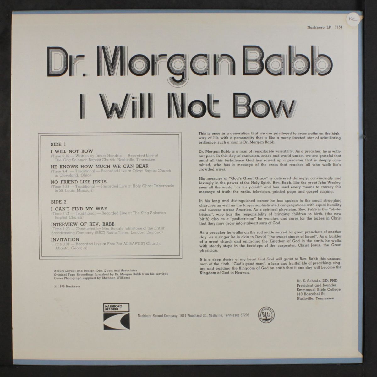i will not bow by MORGAN BABB