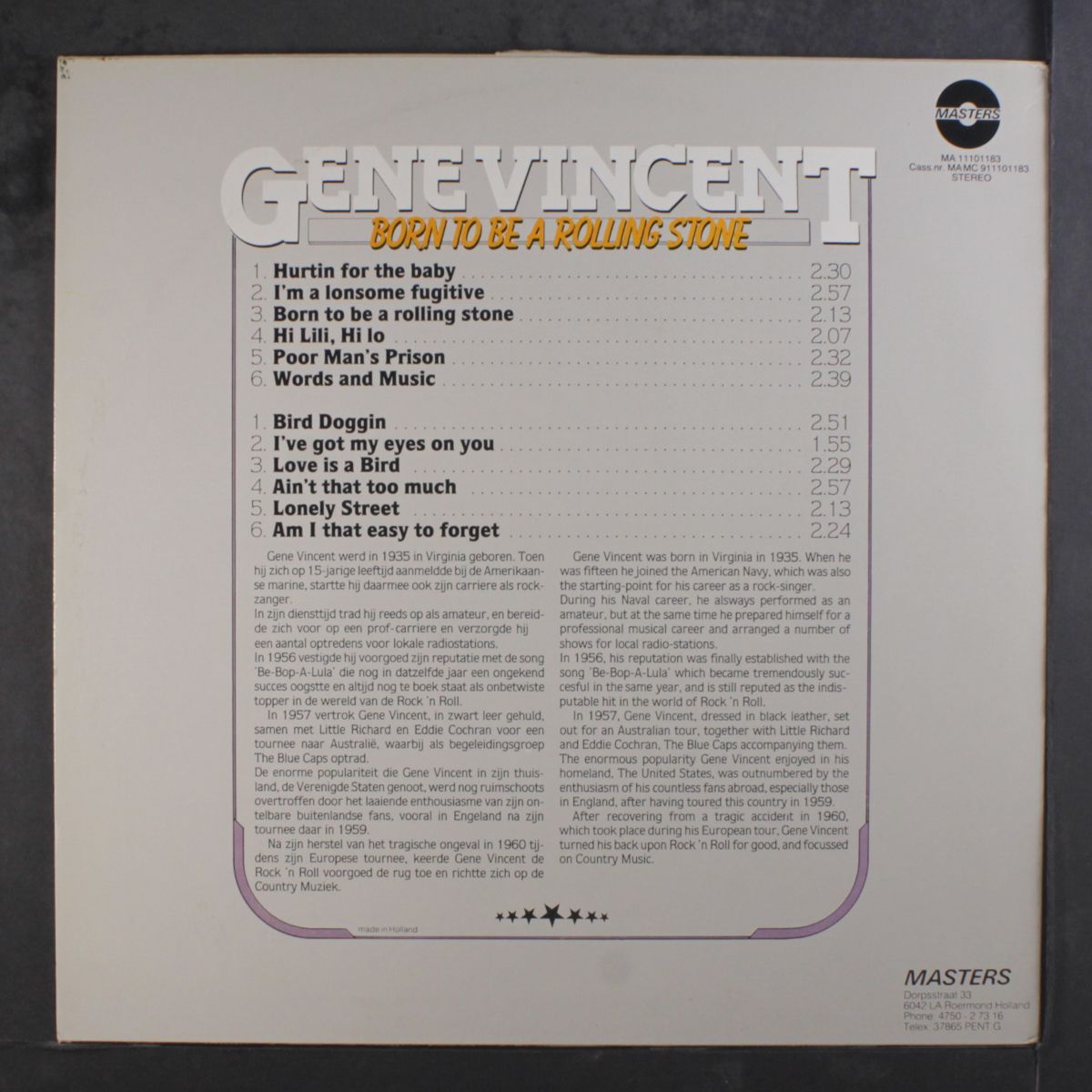 born to be a rolling stone by GENE VINCENT