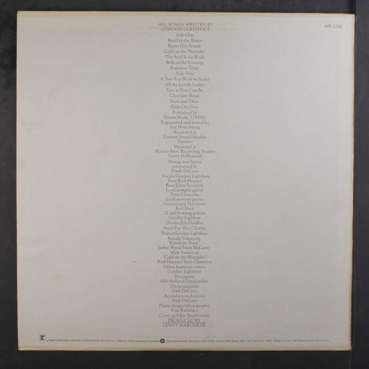 cold on the shoulder by GORDON LIGHTFOOT