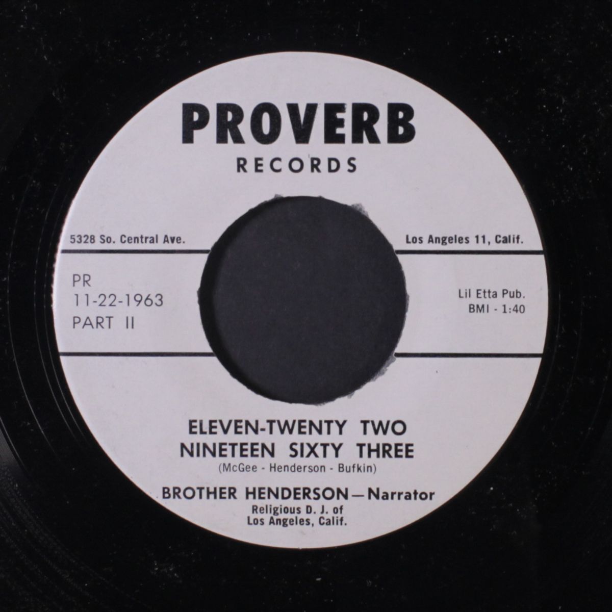eleven-twenty two nineteen sixty three by BROTHER HENDERSON