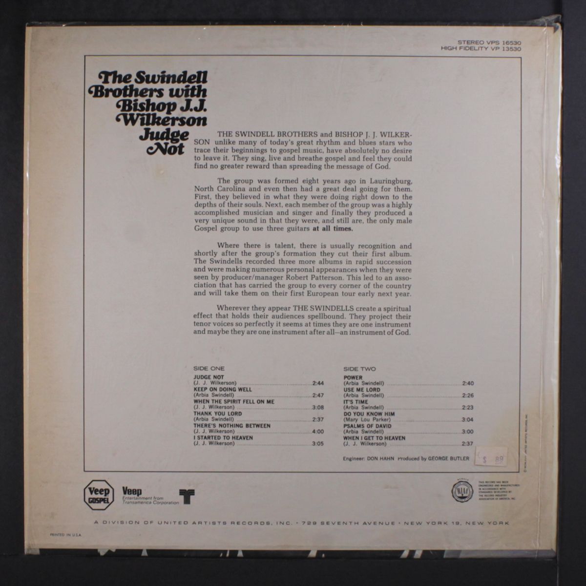 judge not by SWINDELL BROTHERS