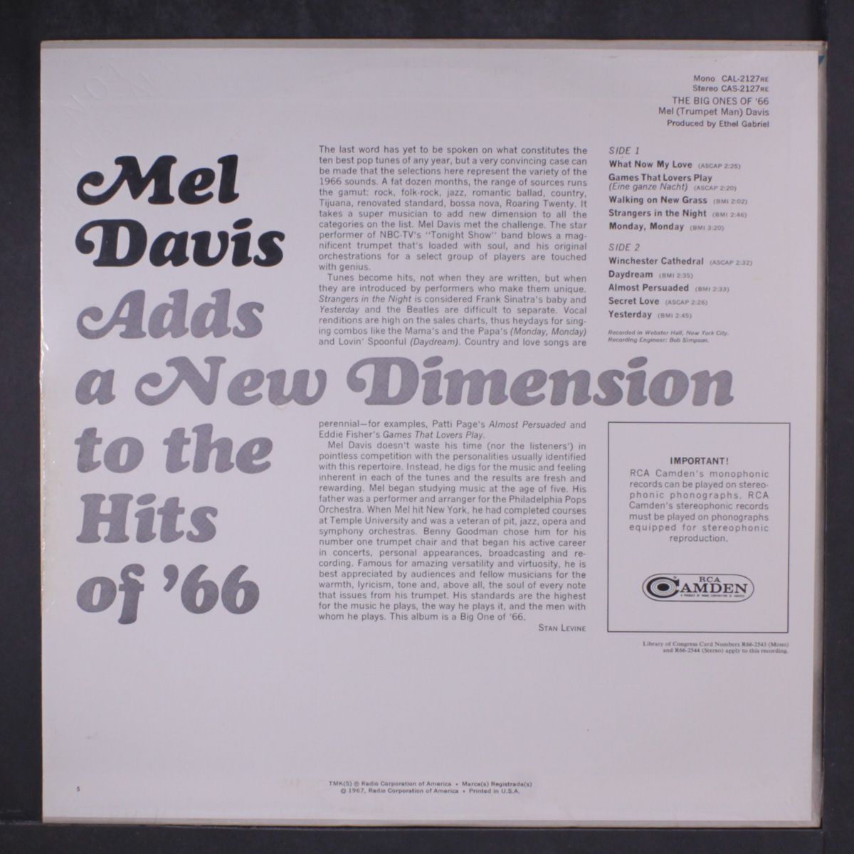 the big ones of '66 by MEL DAVIS