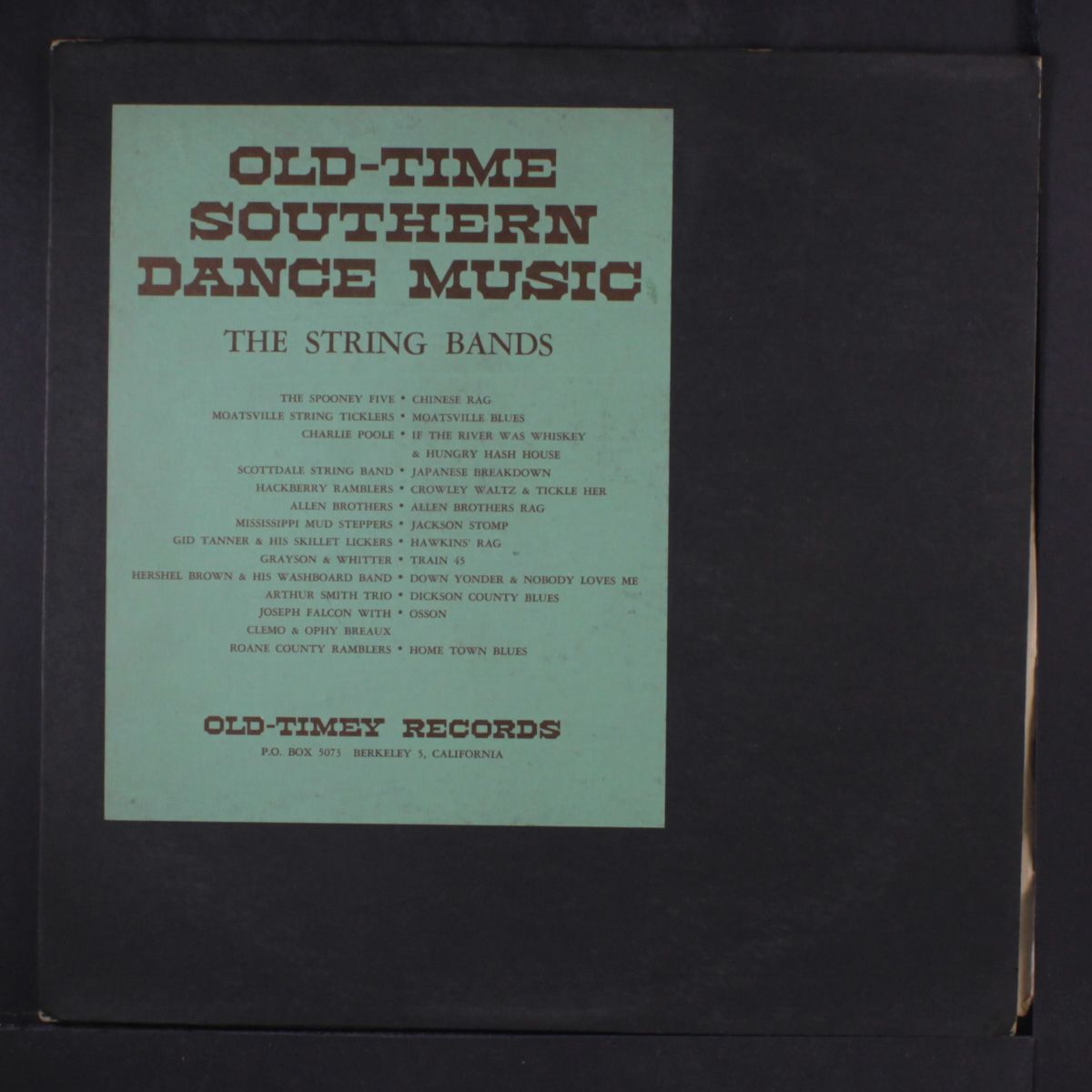 old-time southern dance music; the string bands, vol. 1 by VARIOUS
