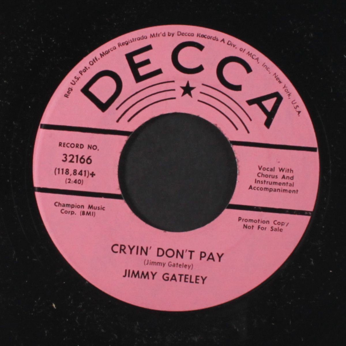 she wants to be like you / cryin' don't pay by JIMMY GATELEY