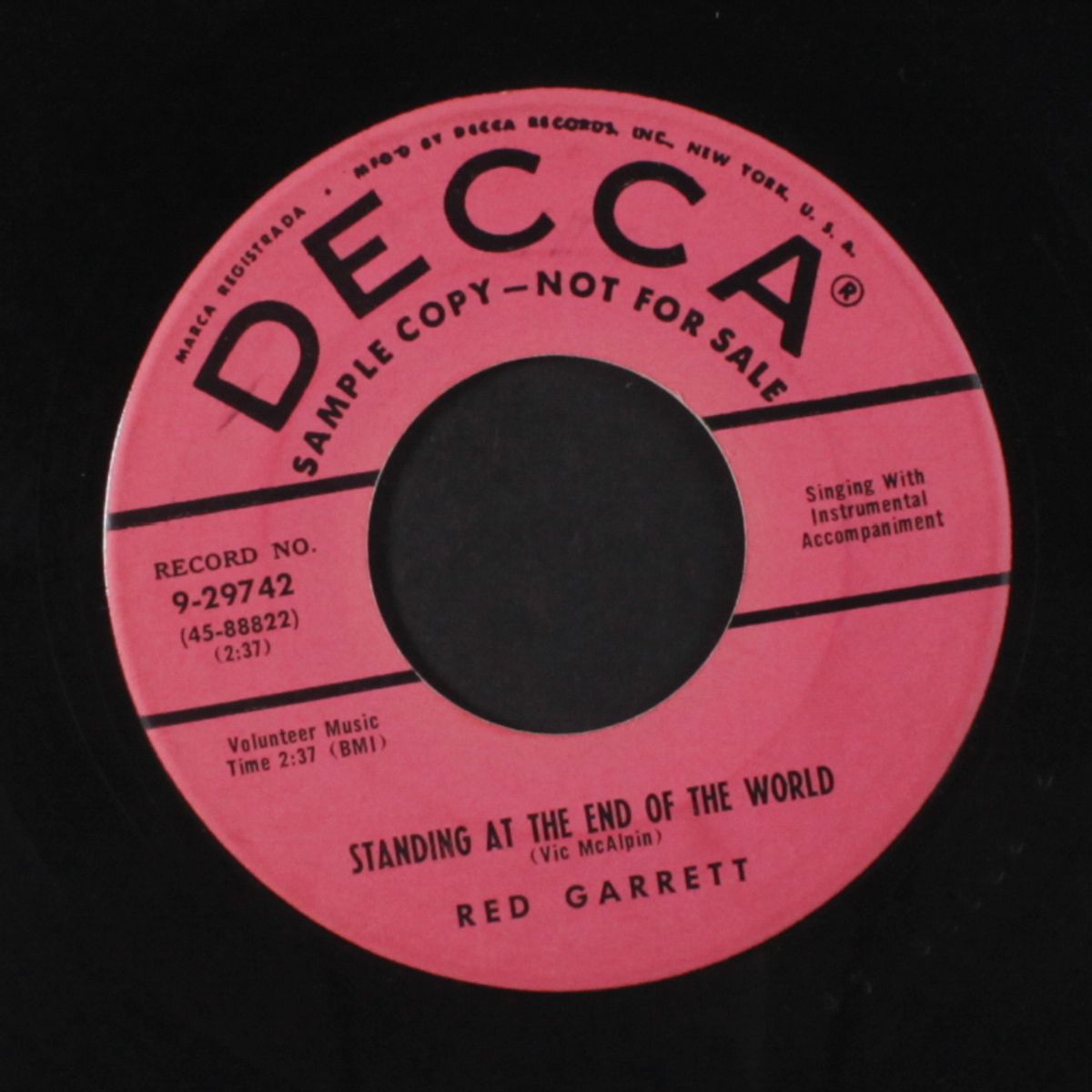 standing at the end of the world / papa joe's place by RED GARRETT