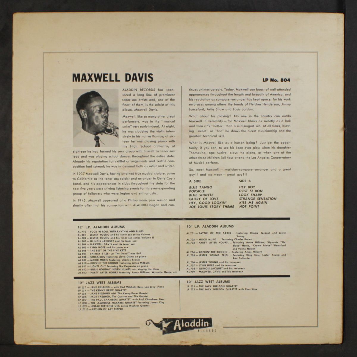 and his tenor sax by MAXWELL DAVIS