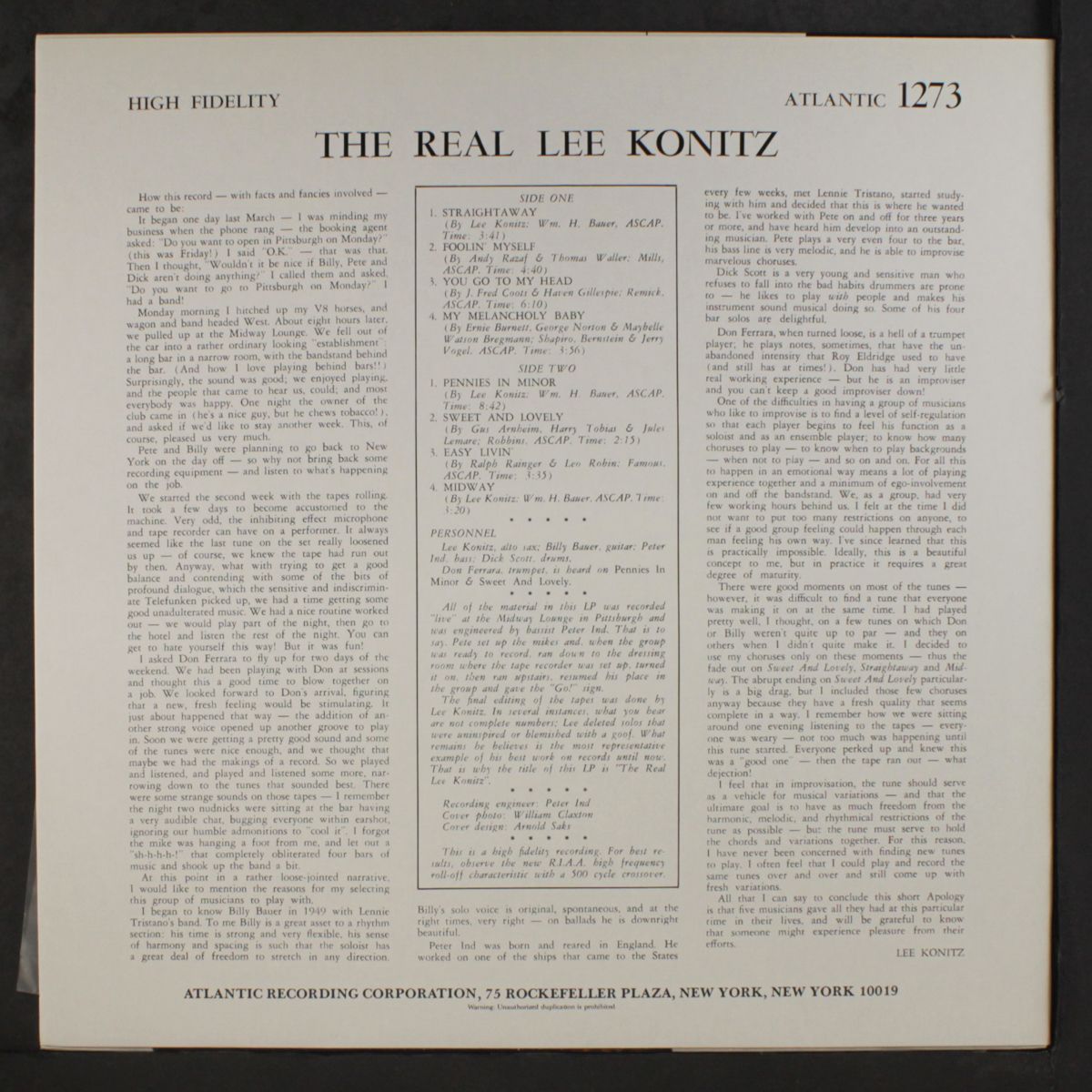 the real lee konitz by LEE KONITZ