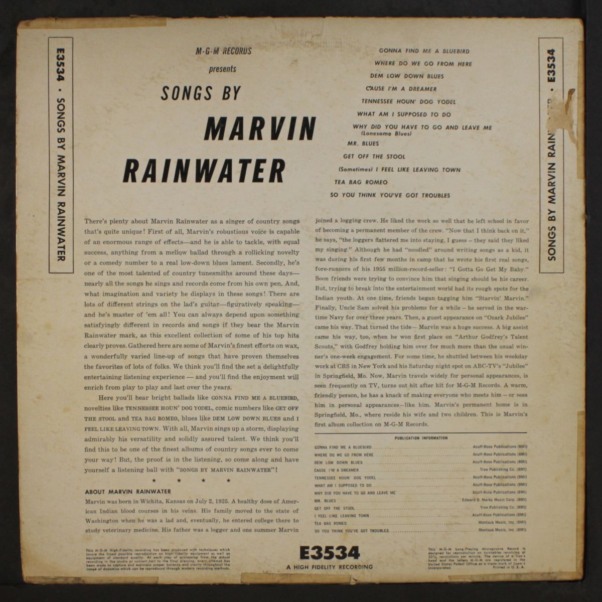 songs by by MARVIN RAINWATER