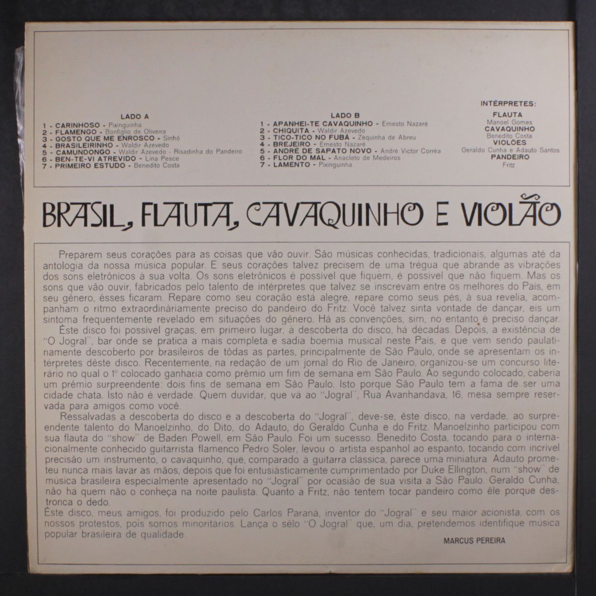 brasil, flauta, cavaquinho e violao by VARIOUS