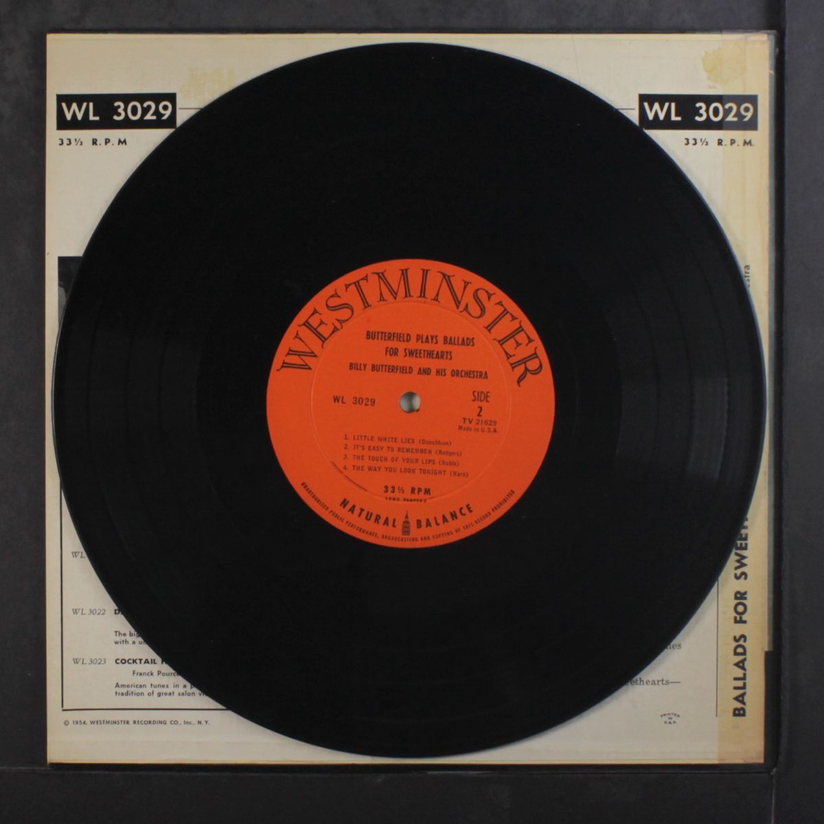 butterfield plays ballads for sweethearts by BILLY BUTTERFIELD