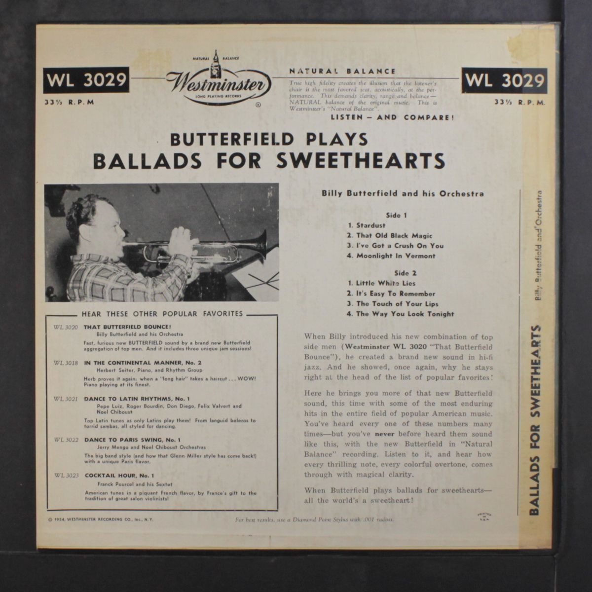 butterfield plays ballads for sweethearts by BILLY BUTTERFIELD