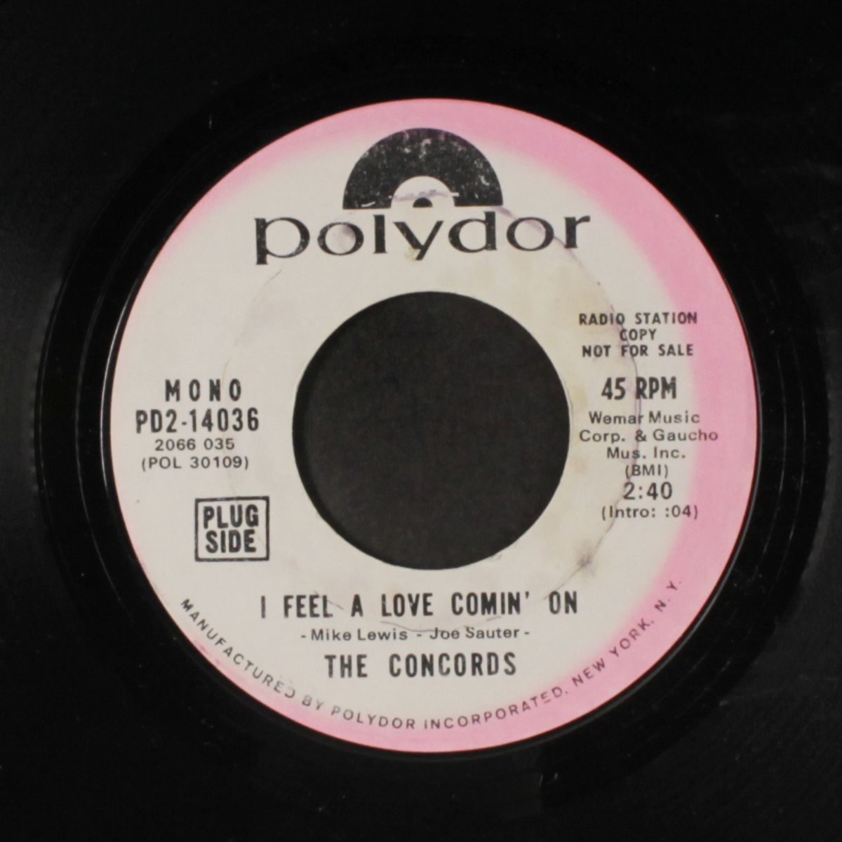 down the aisle of love / i feel a love comin' on by CONCORDS
