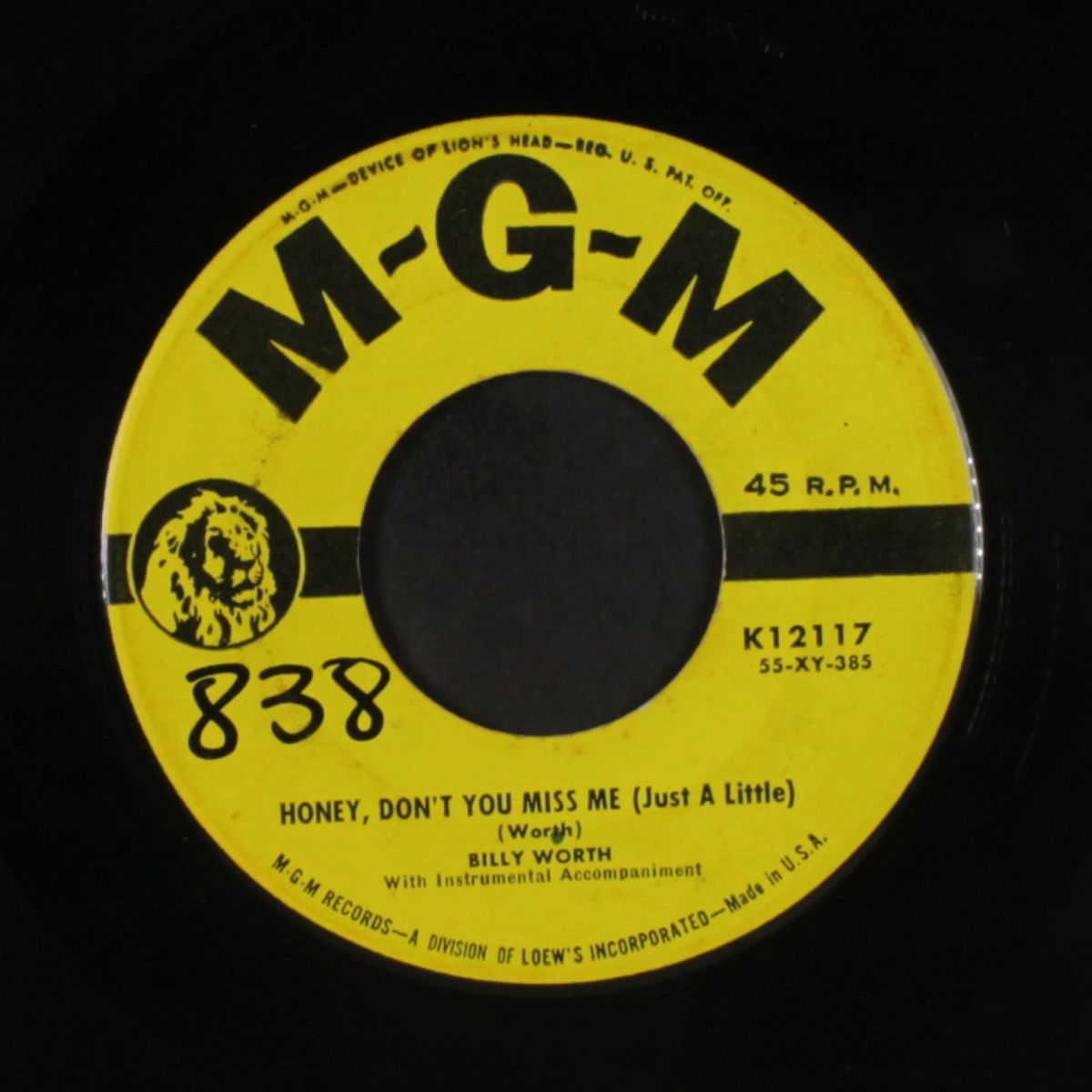 honey, don't you miss me by BILLY WORTH