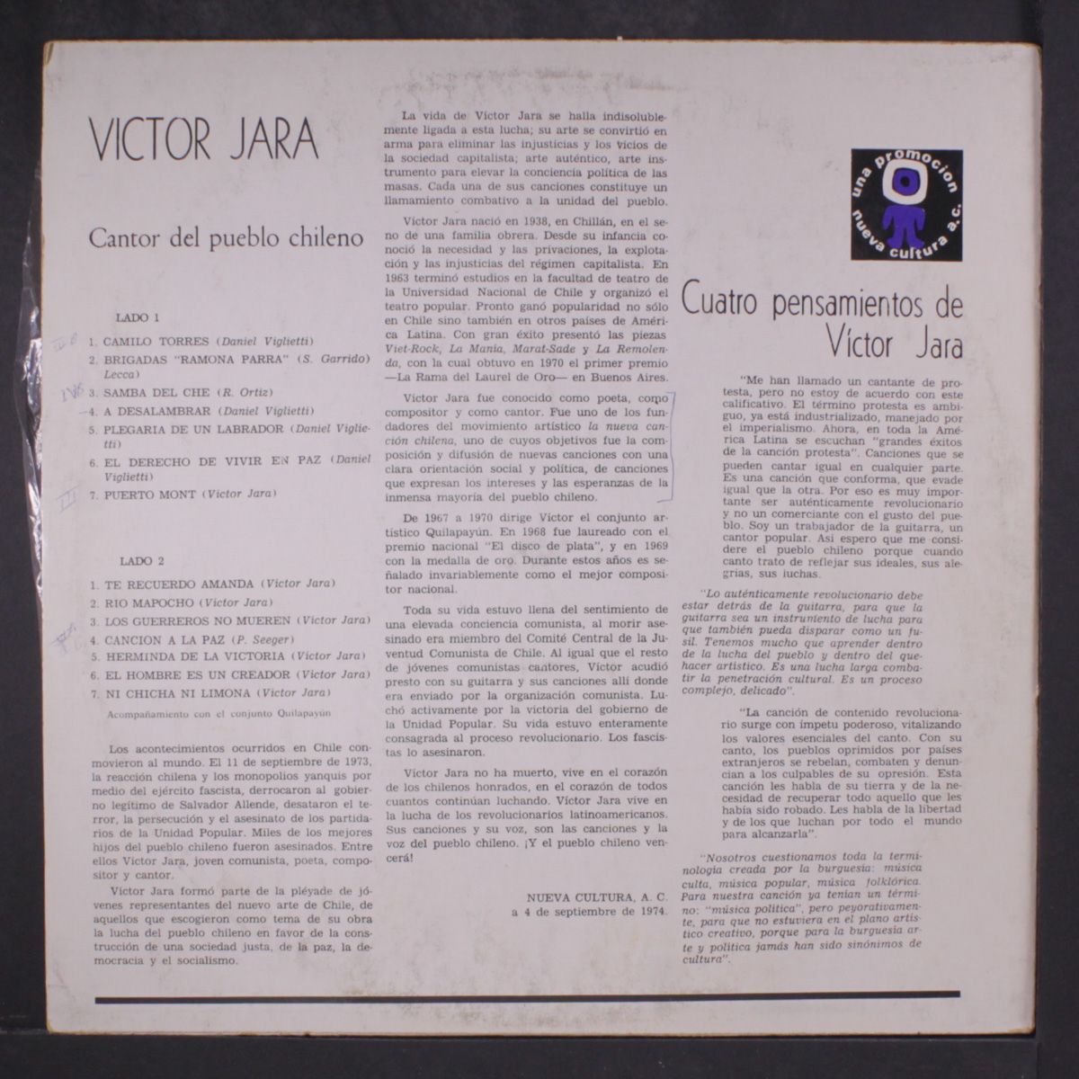 cantor del pueblo chileno by VICTOR JARA