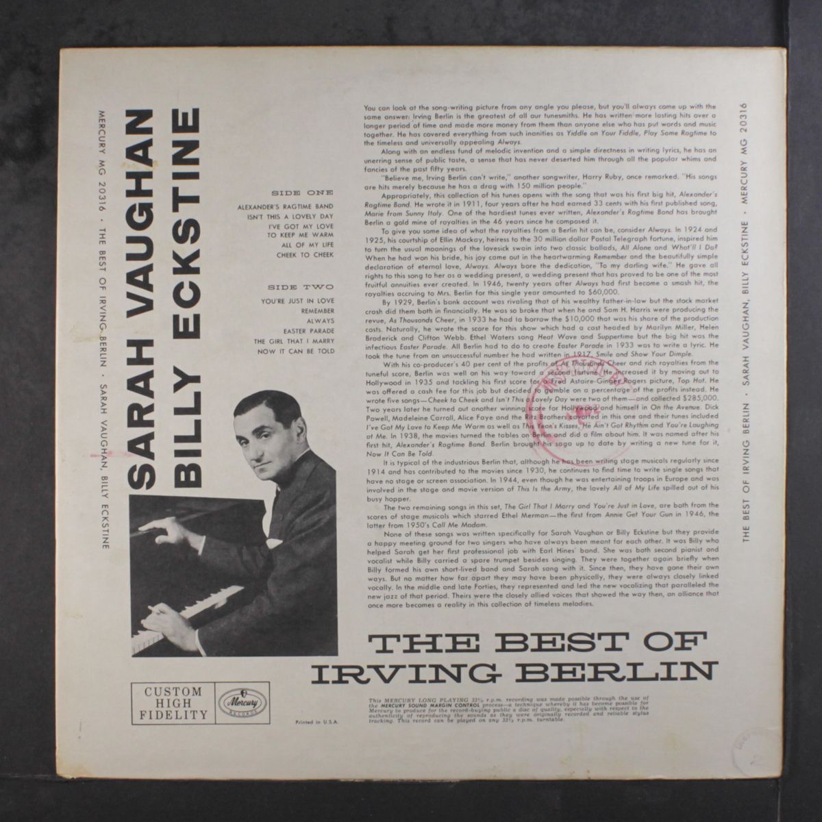 sing the best of irving berlin by BILLY ECKSTINE & SARAH VAUGHAN