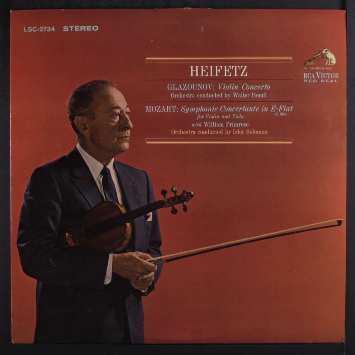 glazunov: violin concerto, mozart: symphonie concertante in e flat by JASCHA HEIFETZ