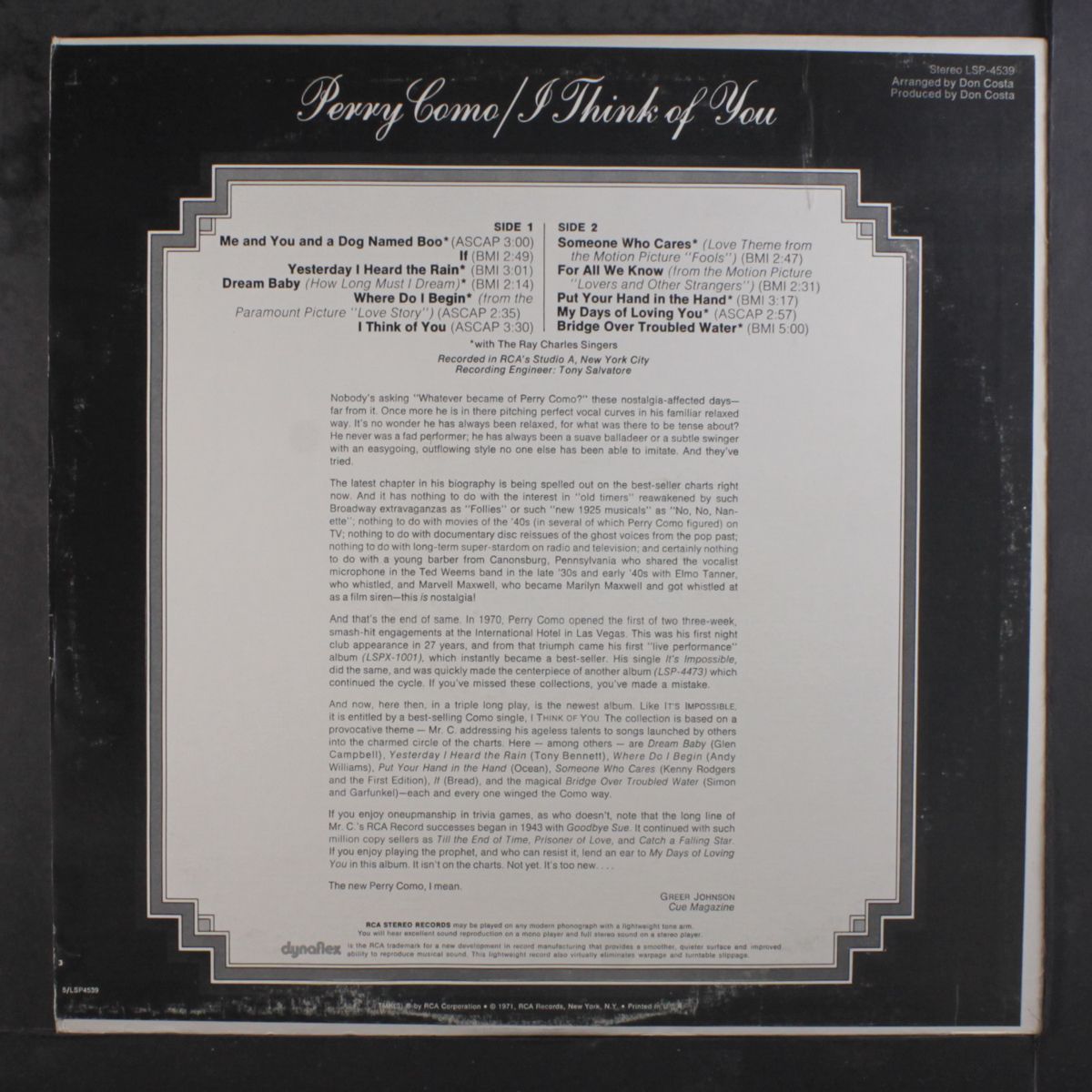 i think of you by PERRY COMO