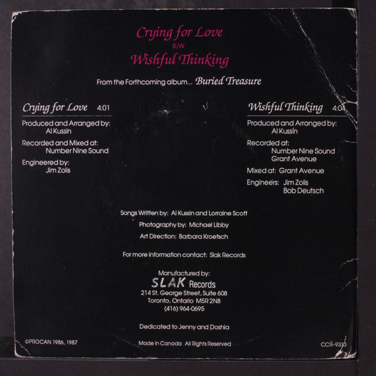 crying for love / wishful thinking by LORRAINE SCOTT