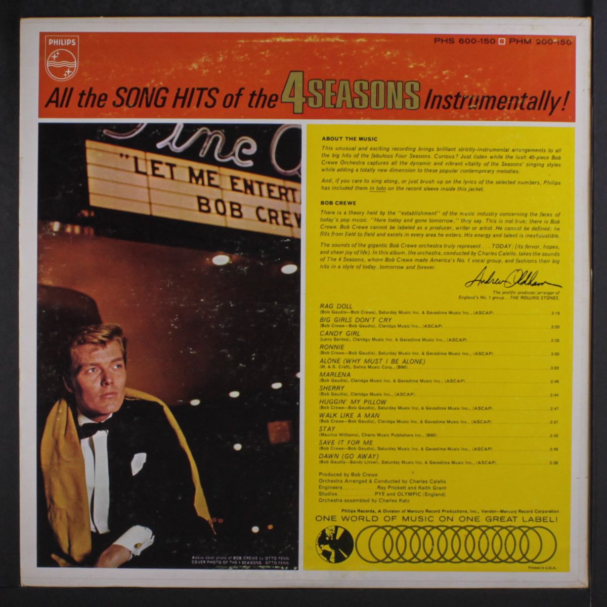 all the song hits of the 4 seasons by BOB CREWE