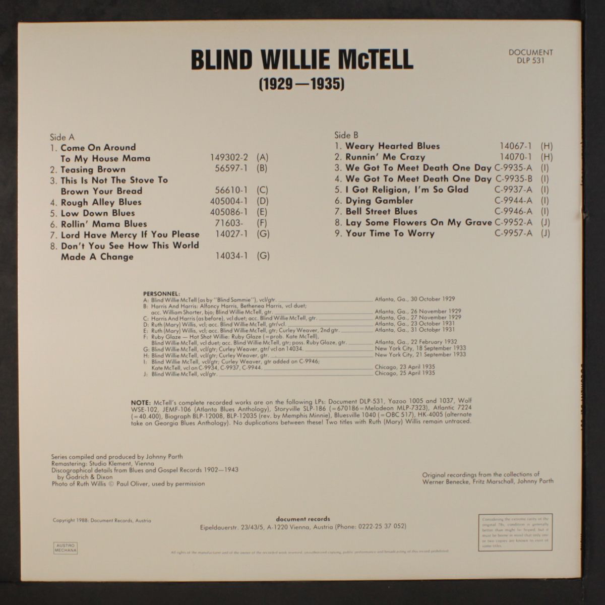1929-1935 by BLIND WILLIE MCTELL