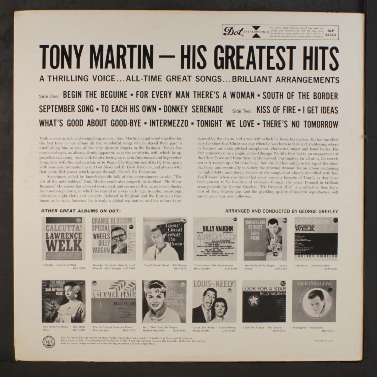 his greatest hits by TONY MARTIN