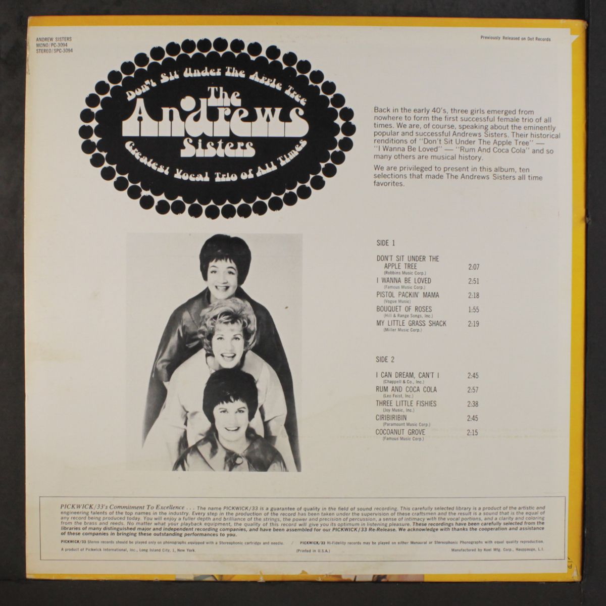 don't sit under the apple tree by ANDREWS SISTERS