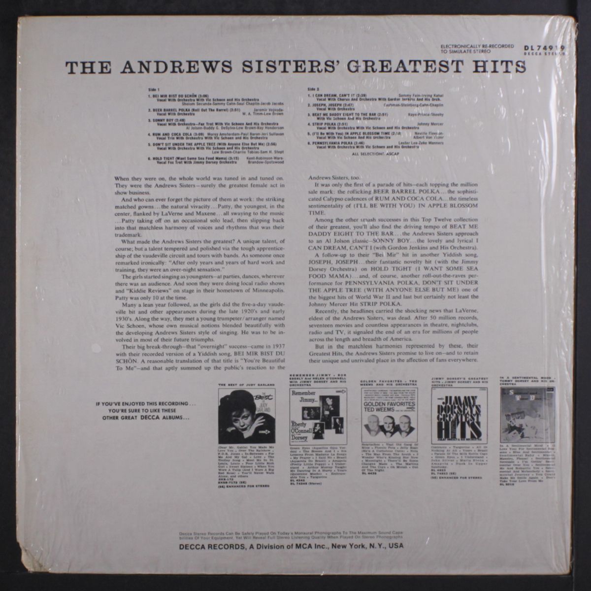 greatest hits by ANDREWS SISTERS
