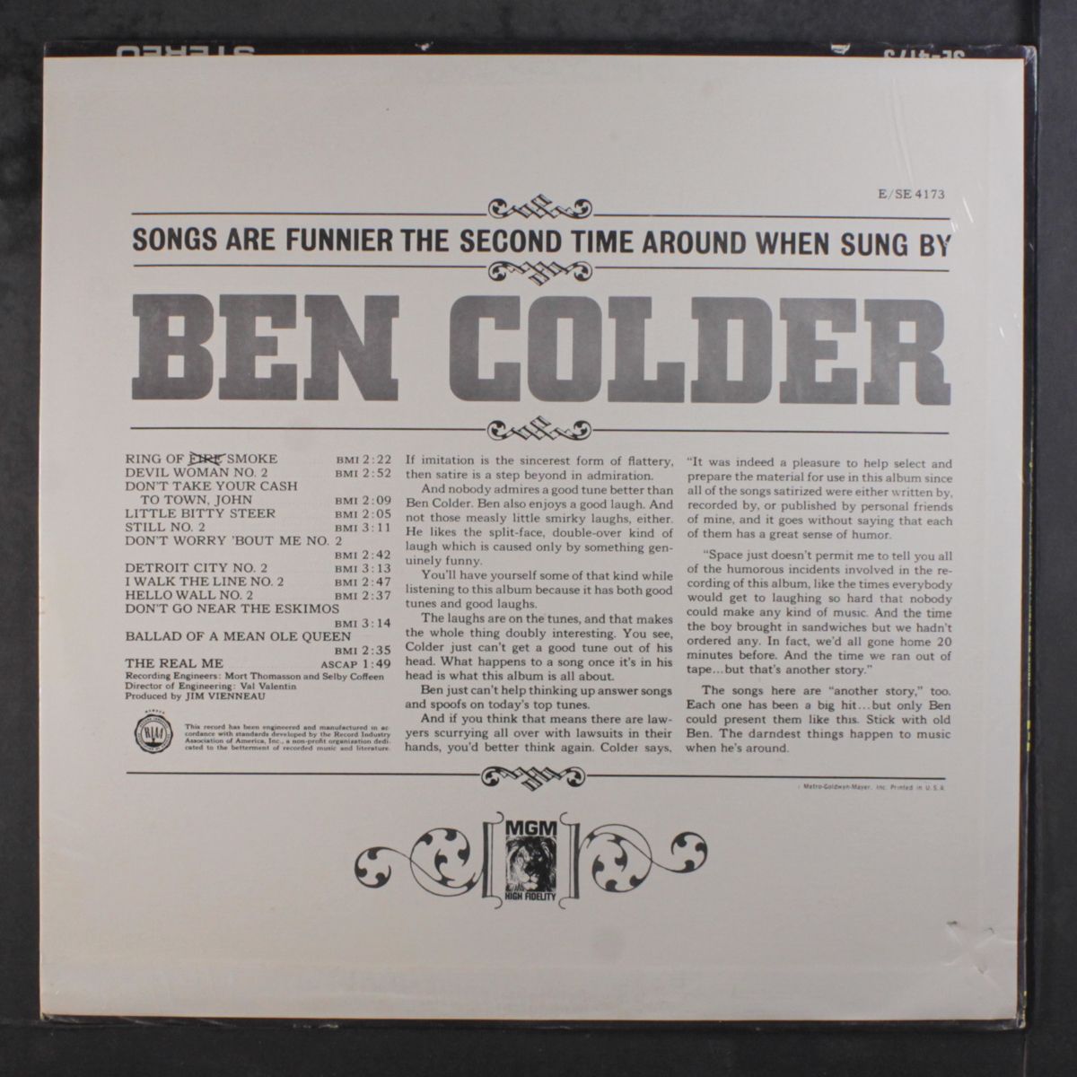 songs are funnier the second time around by BEN COLDER