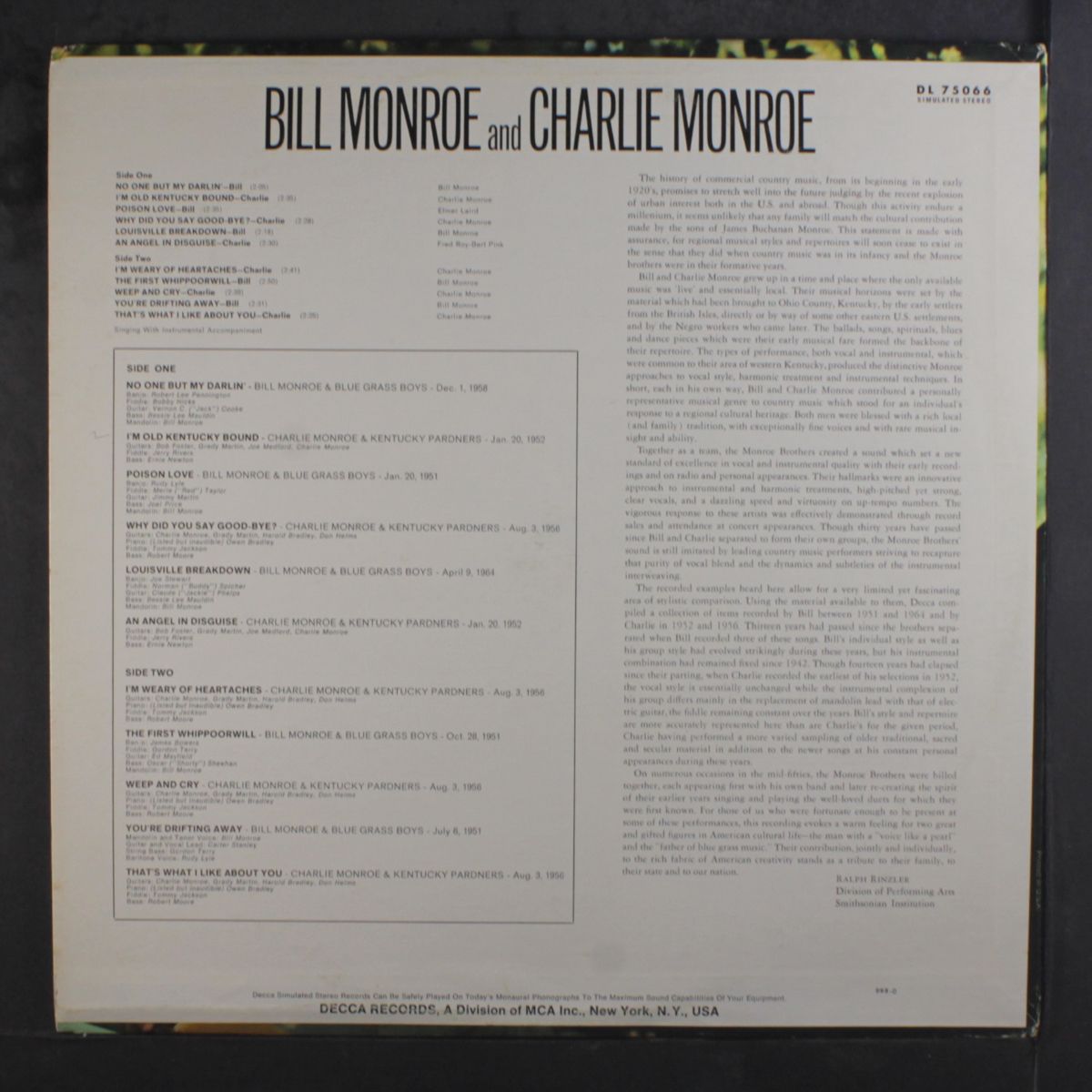 and charlie monroe by BILL MONROE