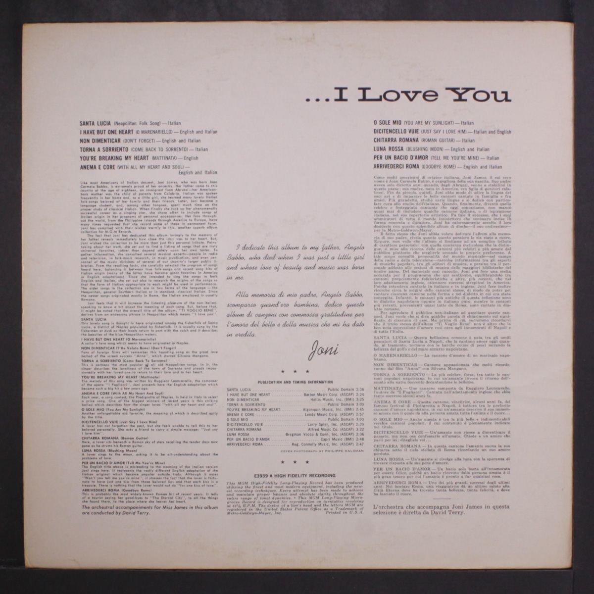 ti voglio bene ...i love you by JONI JAMES