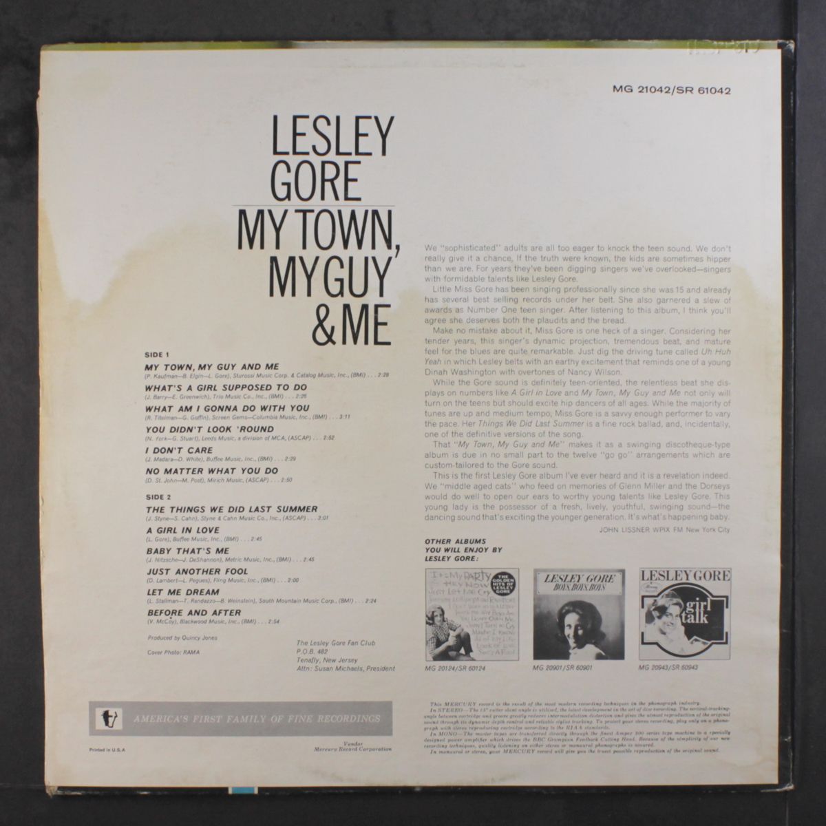 my town, my guy & me by LESLEY GORE