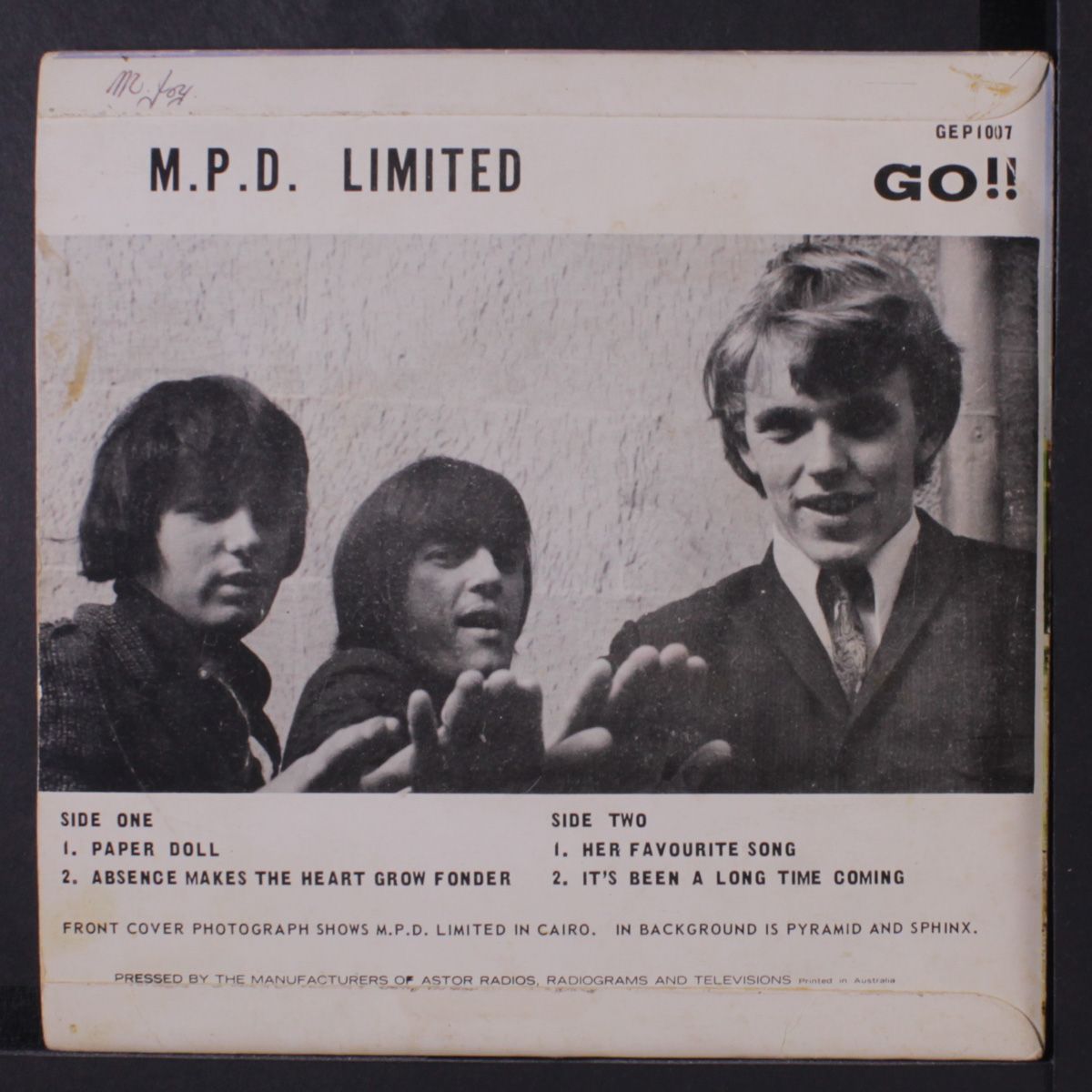 paper doll / absence makes the heart grow fonder / her favourite song by M.P.D. LIMITED