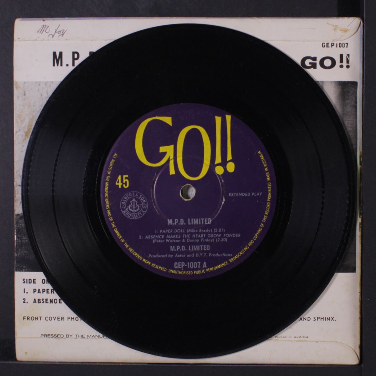 paper doll / absence makes the heart grow fonder / her favourite song by M.P.D. LIMITED