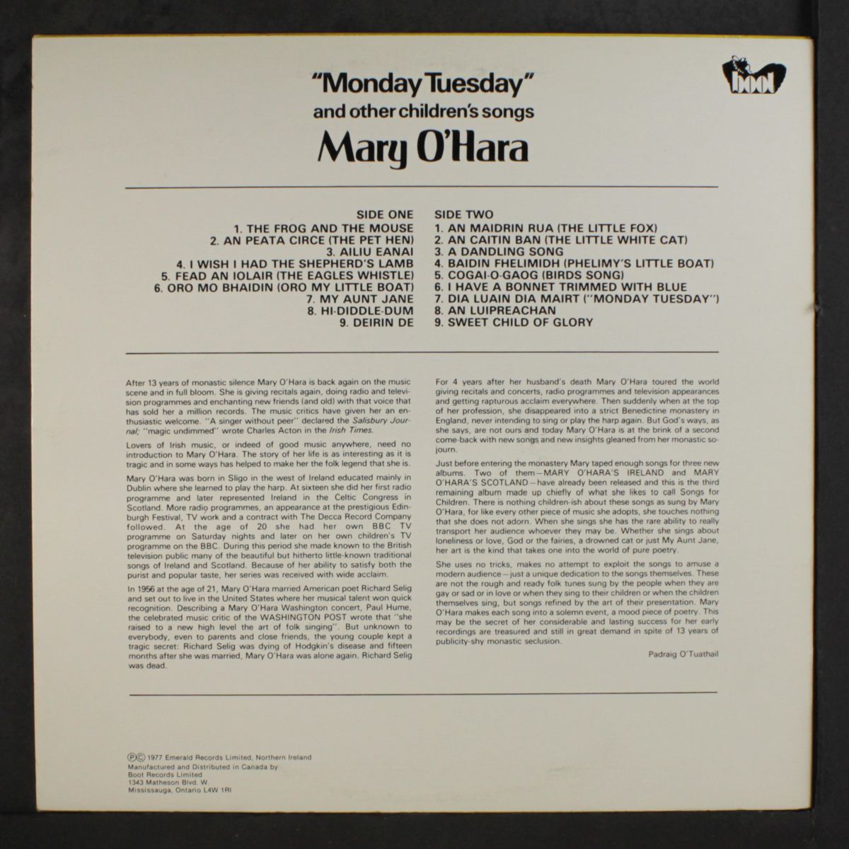 monday tuesday by MARY O'HARA