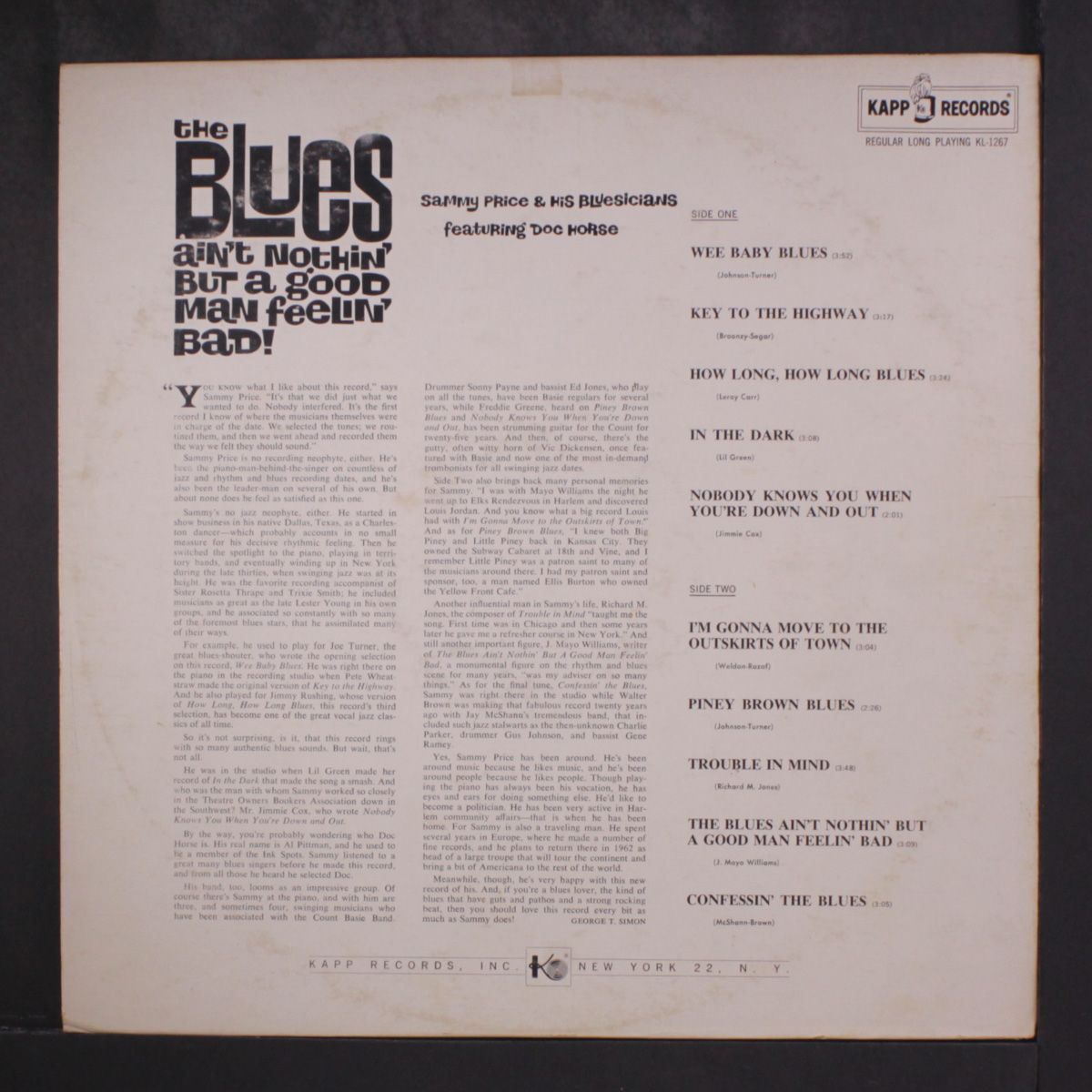 the blues ain't nothin' but a good man feelin' bad by SAMMY PRICE