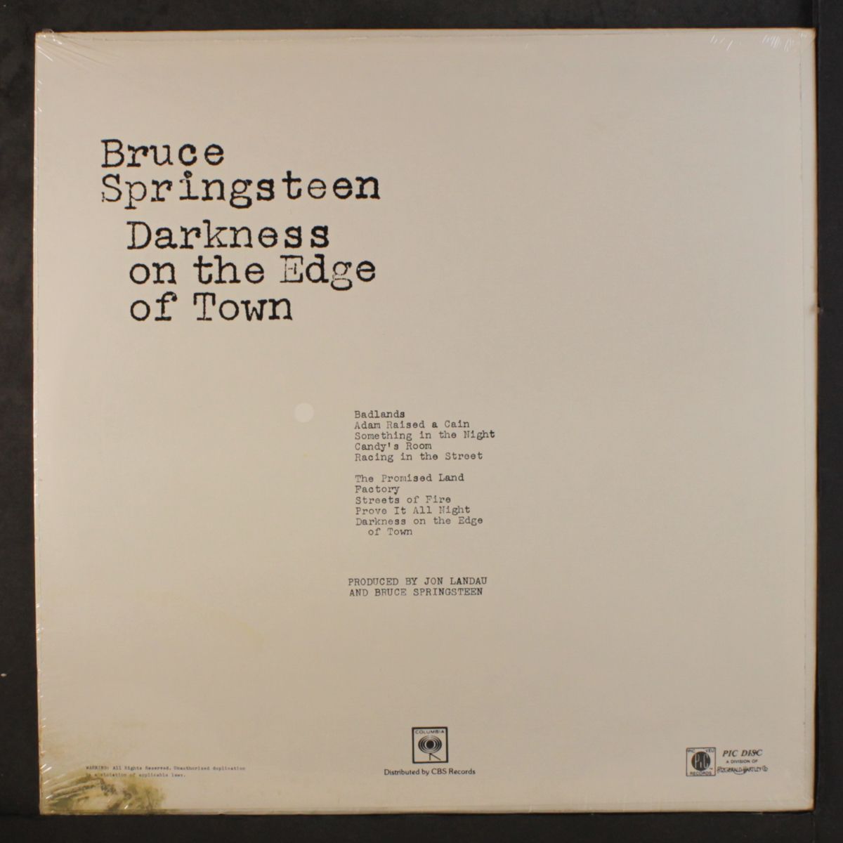 darkness on the edge of town by BRUCE SPRINGSTEEN