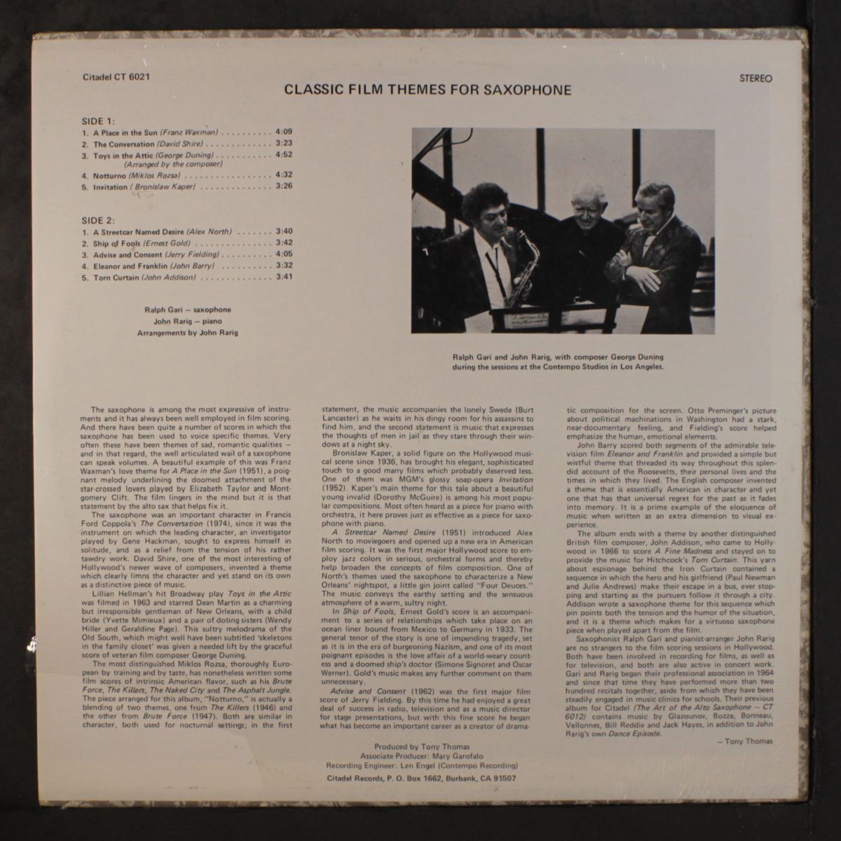 classic film themes for saxophone by RALPH GARI