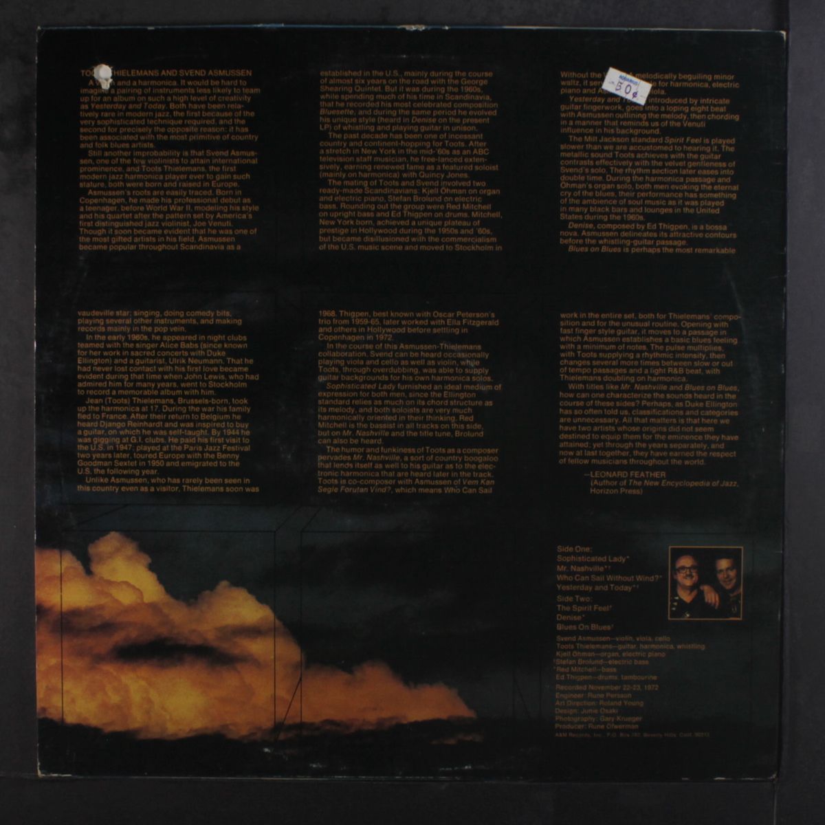 yesterday and today by TOOTS THIELEMANS & SVEND ASMUSSEN