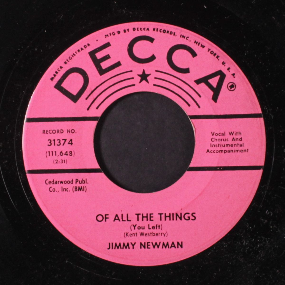 of all the things by JIMMY NEWMAN