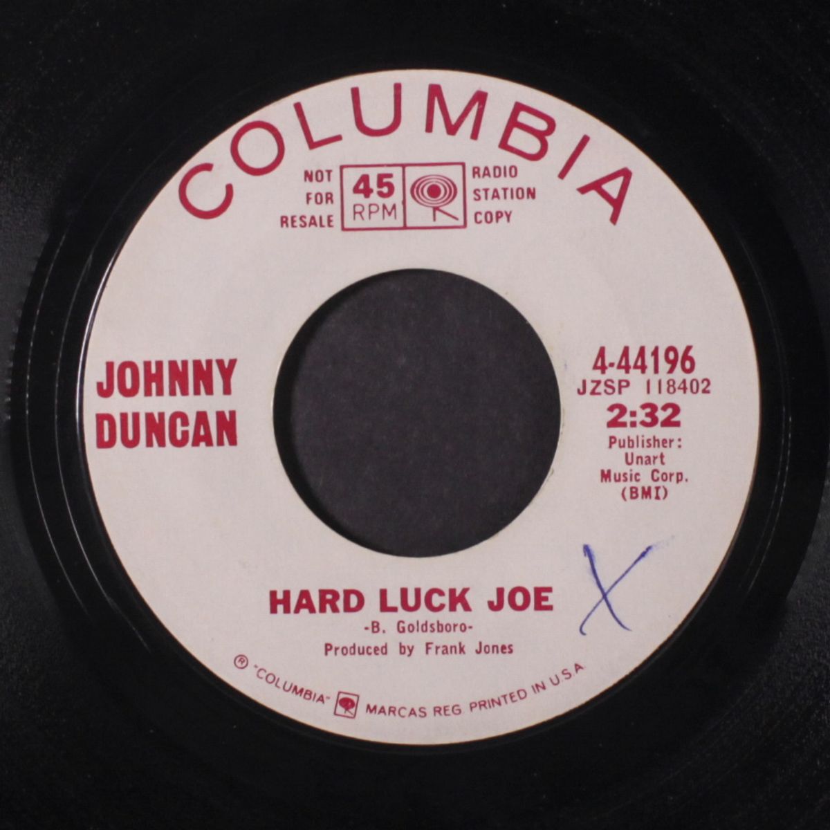 hard luck joe / gotta get back by JOHNNY DUNCAN