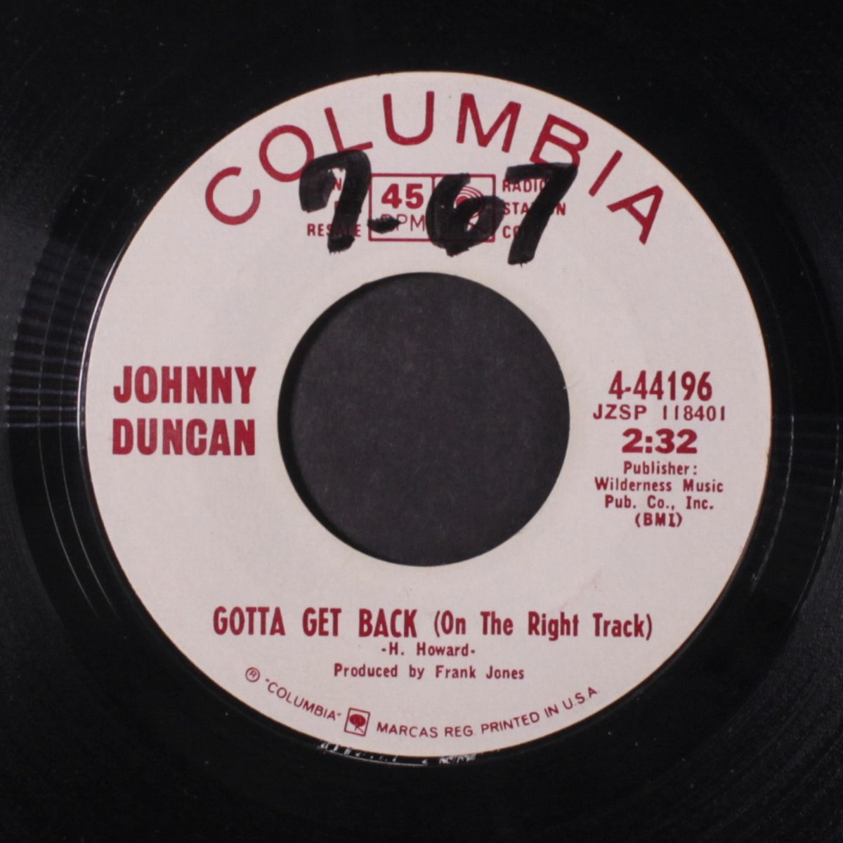 hard luck joe / gotta get back by JOHNNY DUNCAN