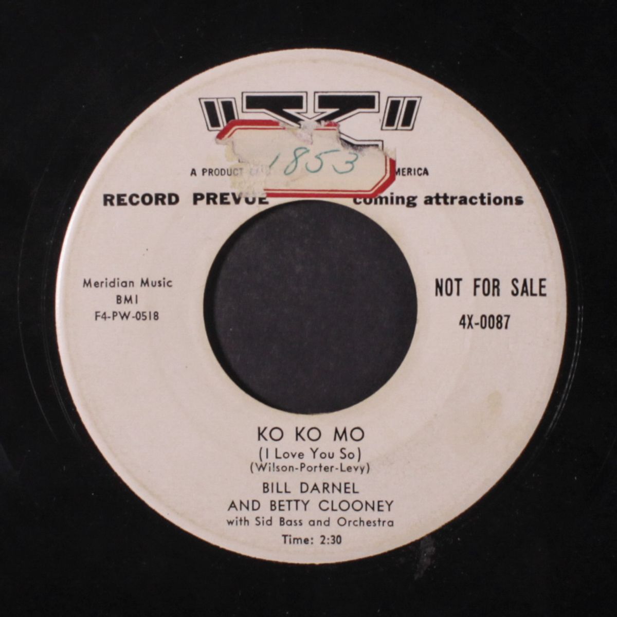 ko ko mo / so all alone by BILL DARNELL & BETTY CLOONEY