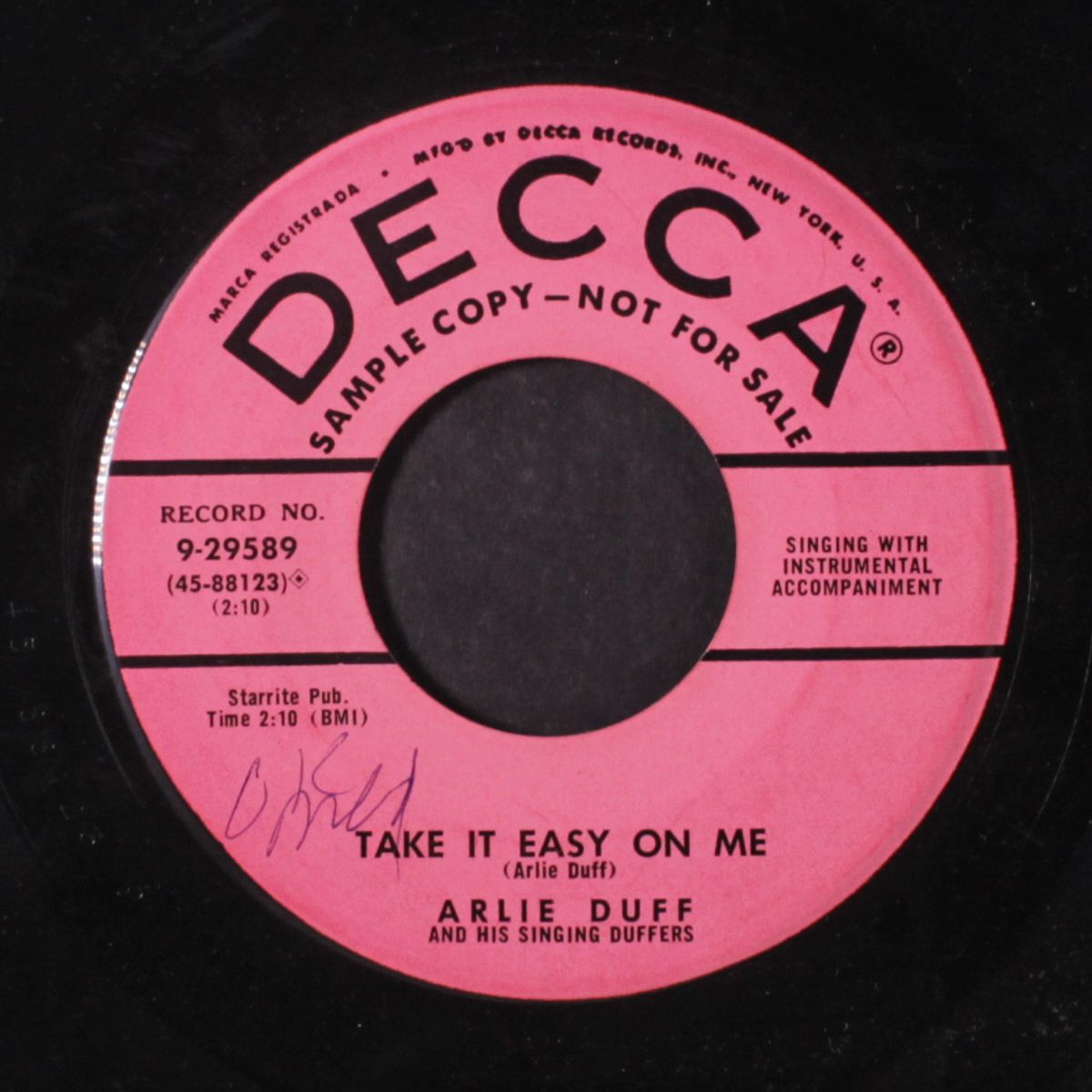 take it easy on me / pass the plate of happiness around by ARLIE DUFF