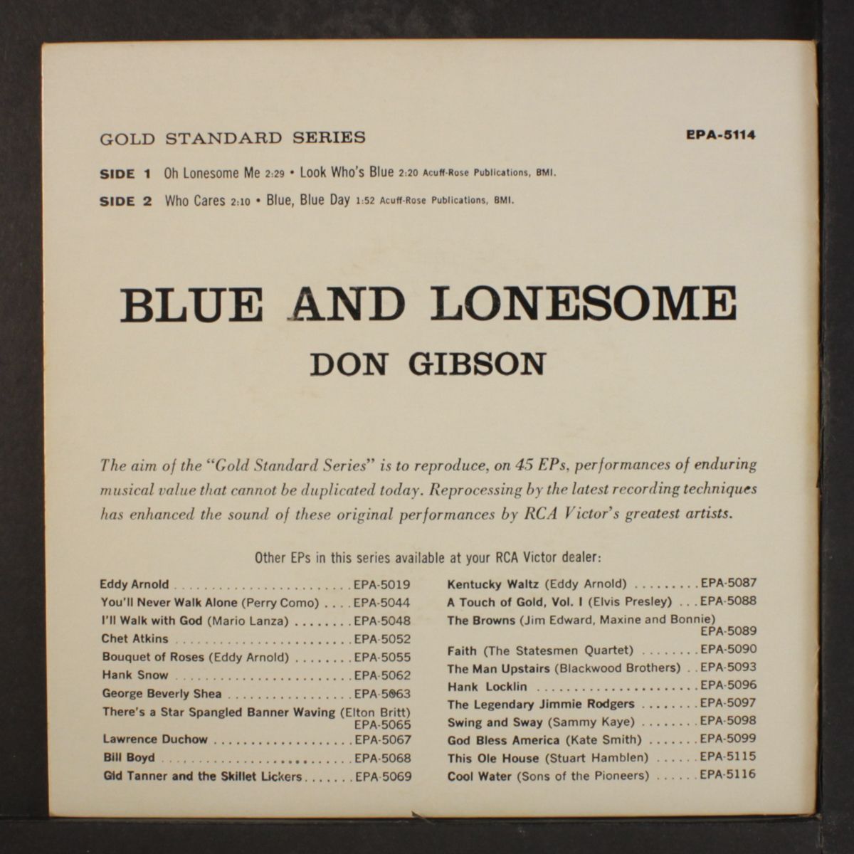 blue and lonesome by DON GIBSON