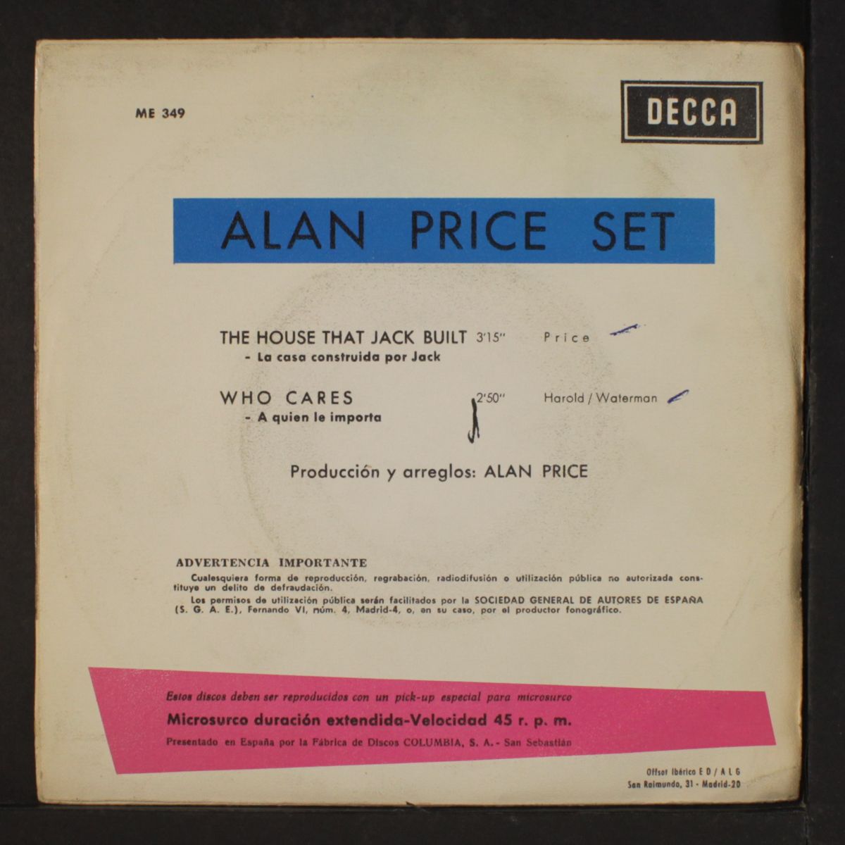 the house that jack built by ALAN PRICE SET