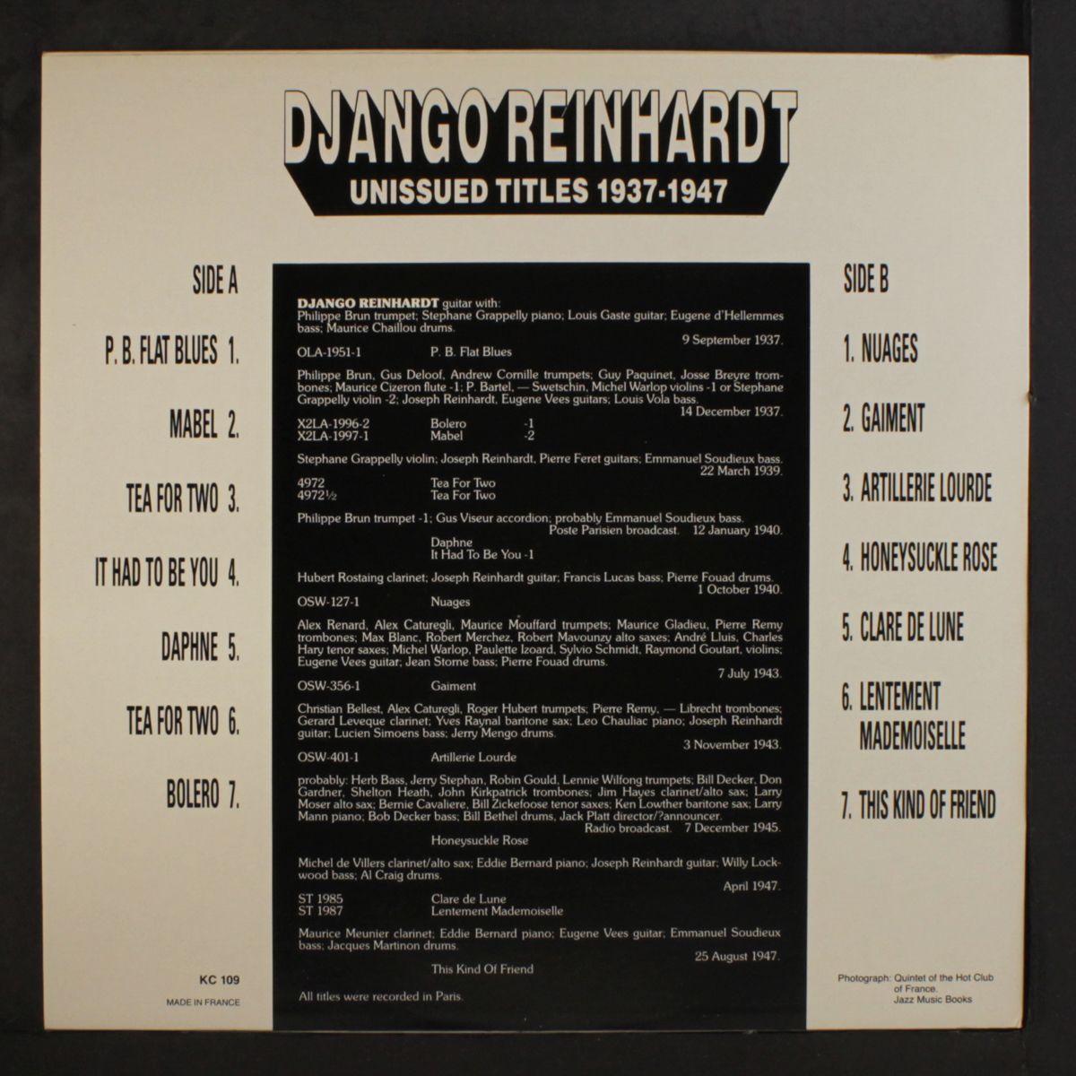 unissued titles 1937-1947 by DJANGO REINHARDT
