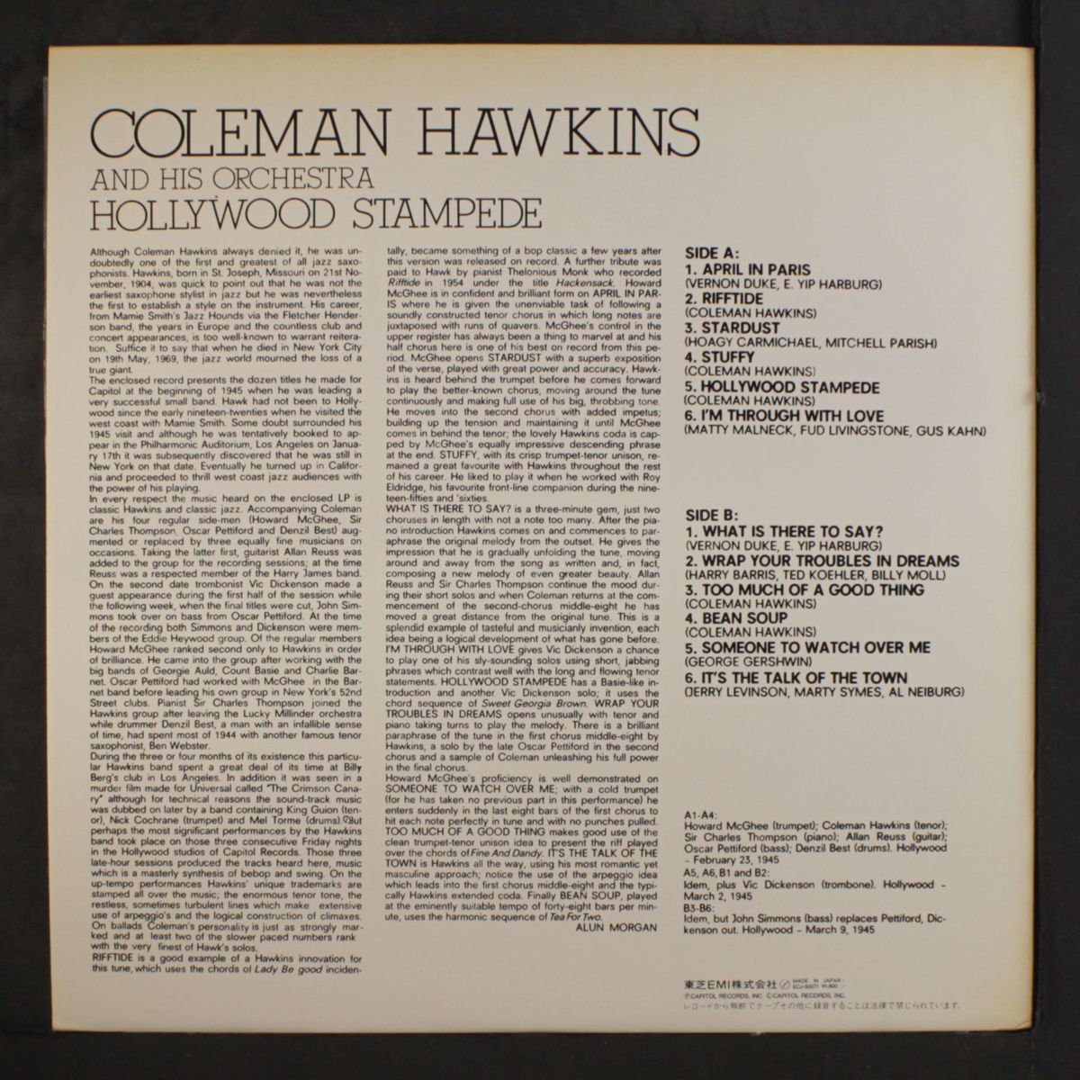 hollywood stampede by COLEMAN HAWKINS