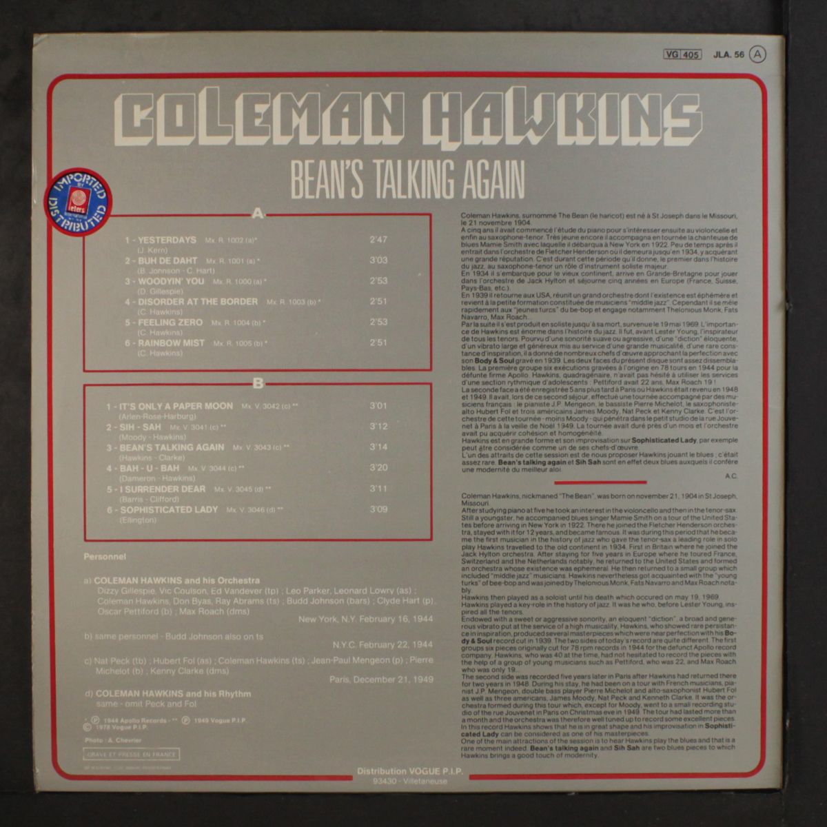 bean's talking again by COLEMAN HAWKINS
